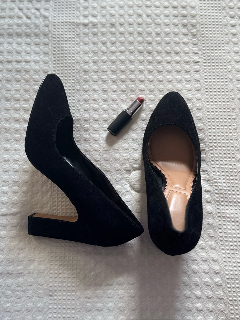 Vince Camuto Black Suede Block Heel Pumps